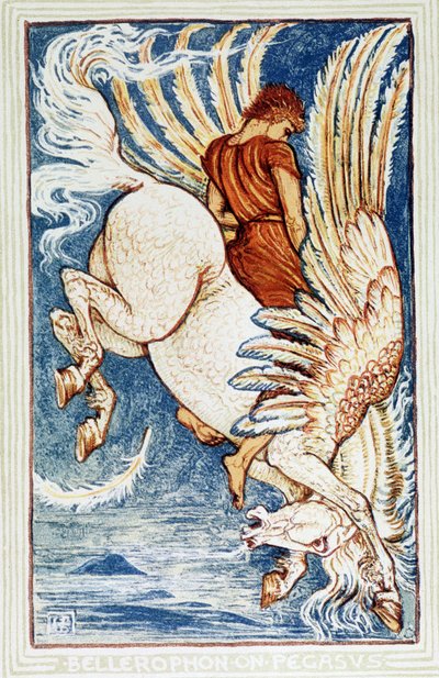 Bellerophon op Pegasus door Walter Crane
