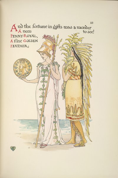 Britannia en een vrouw in inheems Amerikaanse kleding door Walter Crane