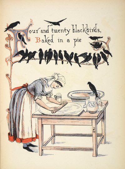 Vierentwintig merels gebakken in een taart door Walter Crane