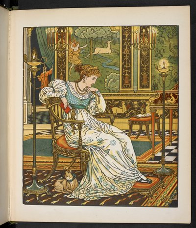 Illustratie voor het verhaal, het hert in het bos door Walter Crane