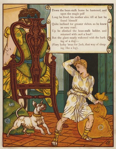 Jack en de bonenstaak (kleur litho) door Walter Crane