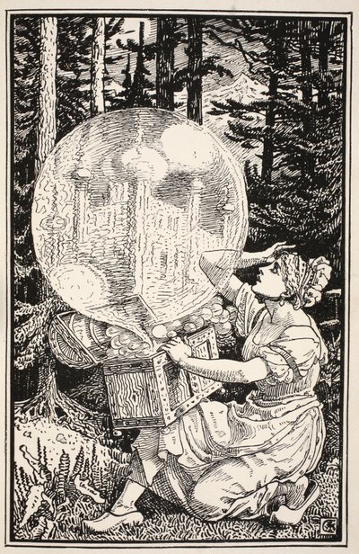 Er kwam een koepel van glas als een zeepbel, die in de lucht opsteeg, illustratie uit 