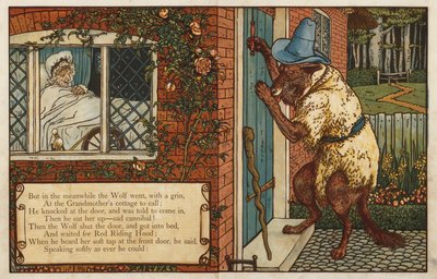 Roodkapje (kleur litho) door Walter Crane