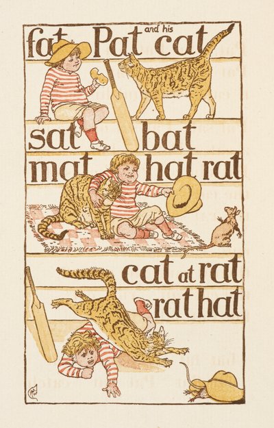 Rijmwoorden eindigend op de letter T. De Gouden Primer. door Walter Crane