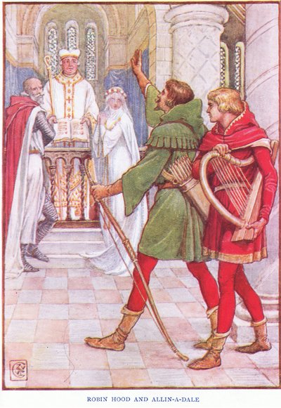 Robin Hood en Alan-a-Dale, c.1920 door Walter Crane