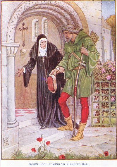 Robin Hood komt naar Kirkley Hall, ca. 1920 door Walter Crane