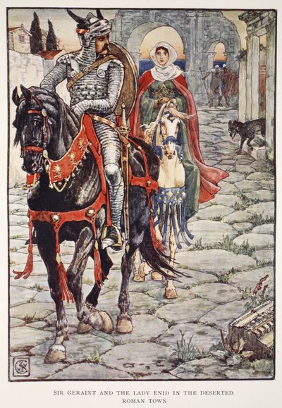 Sir Geraint en de dame Enid in de verlaten Romeinse stad, uit 
