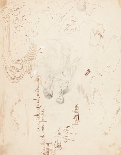 Schets van een Zittend Paar met Wolkenstudies [verso] door Walter Crane