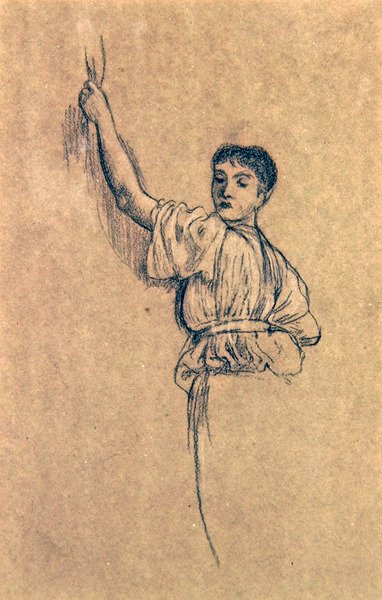 Studie van een meisje voor De komst van de lente door Walter Crane