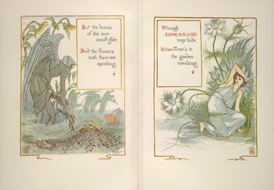 Zonsondergang en liefde in een mist door Walter Crane