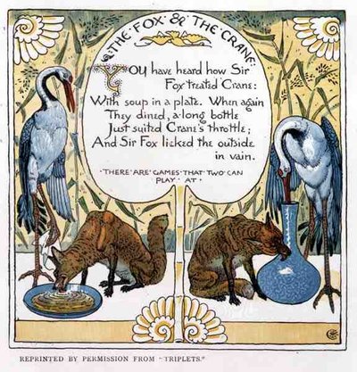 De vos en de kraanvogel, uit Triplets door Walter Crane