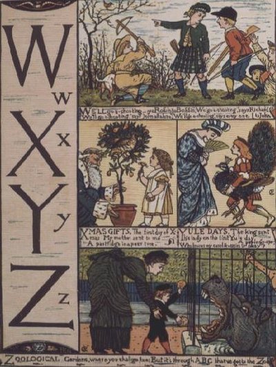 W tot Z uit een alfabet gebaseerd op oude kinderrijmpjes door Walter Crane