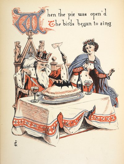 Toen de taart werd geopend, begonnen de vogels te zingen. door Walter Crane