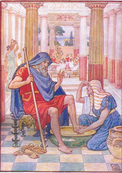 Ja, waarlijk, jij bent Odysseus, illustratie uit Het Verhaal van Griekenland, 1930s door Walter Crane