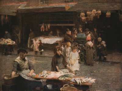 De vismarkt, Patrick Street, Dublin, eind 19e eeuw, c1930 door Walter Frederick Osborne