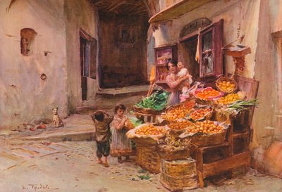 Een Fruitkraam in San Remo, ca. 1900, 1913 door Walter Frederick Roofe Tyndale