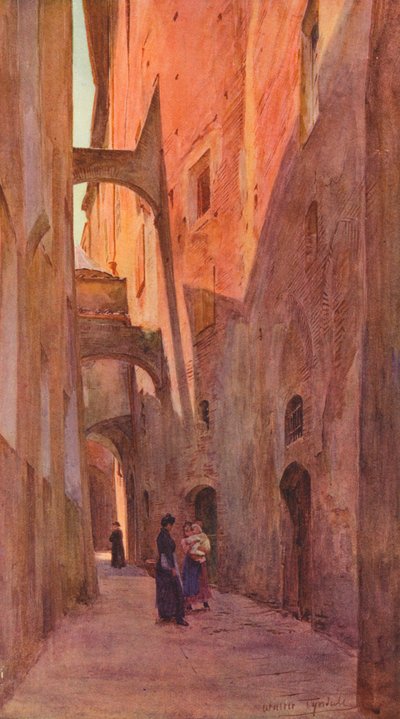 Een straat in Siena, ca. 1900, 1913 door Walter Frederick Roofe Tyndale