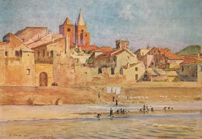 Albenga vanaf de Centa, ca. 1910, 1912 door Walter Frederick Roofe Tyndale