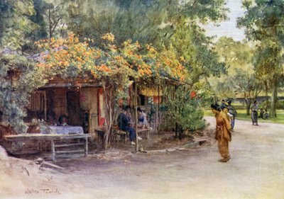 Met bignonia bedekte pergola, Maruyama Park, Kyoto door Walter Frederick Roofe Tyndale