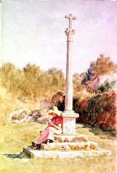 Figuren bij een herdenkingskruis door Walter Frederick Roofe Tyndale