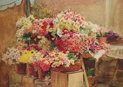 Bloemenkraam op de markt van Mentone door Walter Frederick Roofe Tyndale