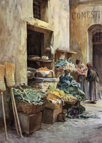 Groentewinkel, Italiaanse Rivièra door Walter Frederick Roofe Tyndale
