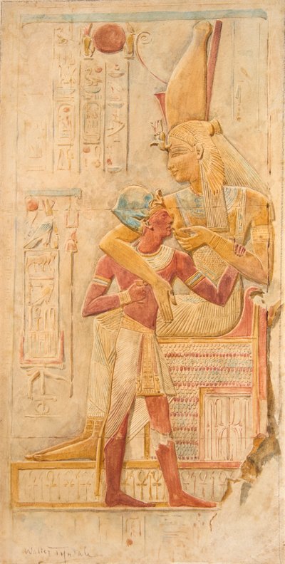 Isis die Seti I zoogt, Abydos door Walter Frederick Roofe Tyndale