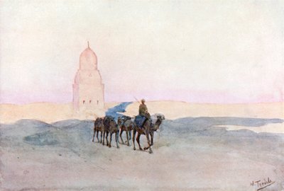Bij de graven van de kaliefen, Caïro (kleurenlitho) door Walter Frederick Roofe Tyndale