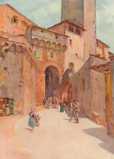 Portone Dei Becci, San Gimignano, ca. 1900-1913 door Walter Frederick Roofe Tyndale