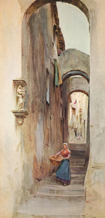 Straat in Cervo San Bartolommeo, ca. 1910-1912 door Walter Frederick Roofe Tyndale