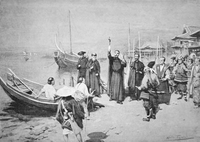 De landing van St. Franciscus Xaverius in Kagoshima door Walter Frederick Roofe Tyndale