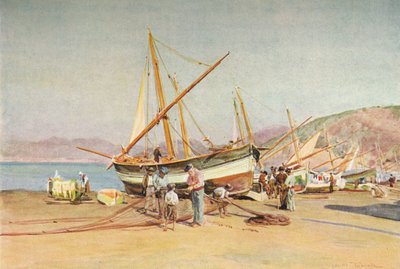 Het strand bij Sestri Levante, ca. 1910, 1912 door Walter Frederick Roofe Tyndale