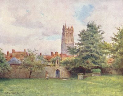 Wessex: Glastonbury Steeple vanuit de abdijtuinen door Walter Frederick Roofe Tyndale