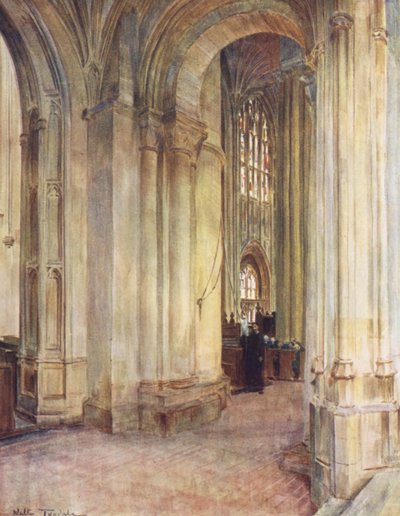 Wessex: Interieur van abdij, Sherborne door Walter Frederick Roofe Tyndale