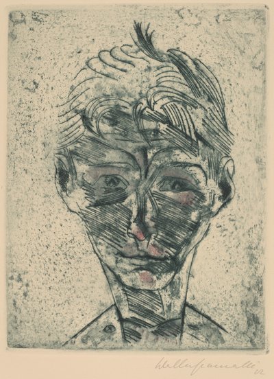 Buste van een Jonge Man, Zelfportret door Walter Gramatte