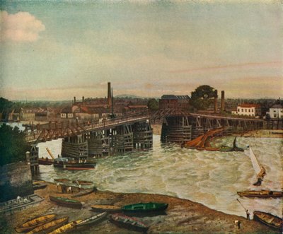 Oude Battersea-brug door Walter Greaves