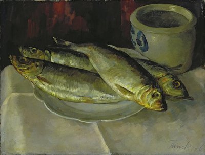 Visstilleven (olieverf op doek) door Walter Heinrich Tanck