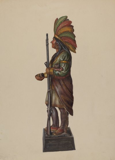 Cigar Store Indiaan, ca. 1936 door Walter Hochstrasser