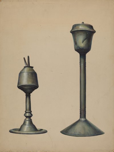 Twee olielampen, ca. 1938 door Walter Hochstrasser