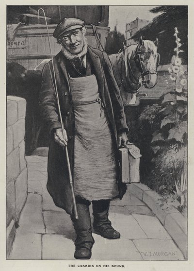 De drager op zijn ronde (litho) door Walter Jenks Morgan