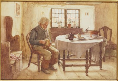 Een arme man zijn maaltijd door Walter Langley
