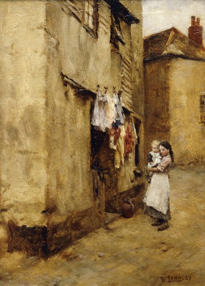 Een straat in Newlyn door Walter Langley