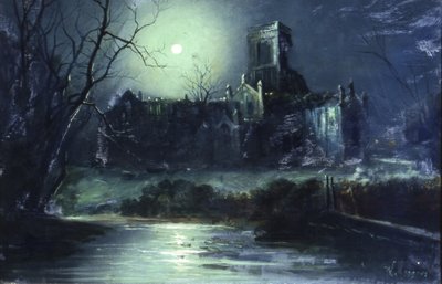 Kirkstall Abbey bij maanlicht door Walter Linsley Meegan
