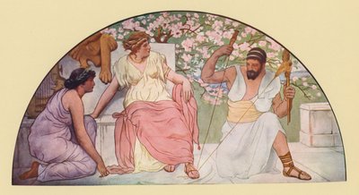 Hercules met het spinnewiel voor koningin Omphale door Walter MacEwen
