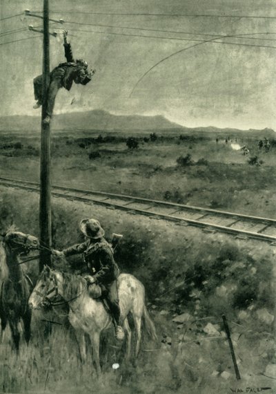 Boeren betrapt op het doorsnijden van de telegraafdraden, 1902 door Walter Paget