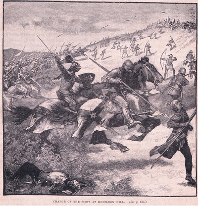 Aanval van de Schotten bij Homildon Hill AD 1402 door Walter Paget