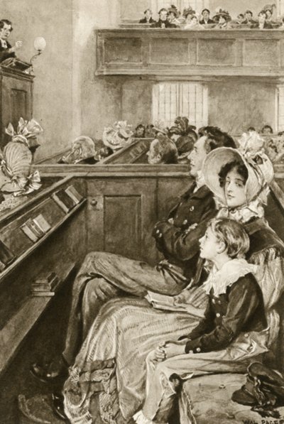 John Ruskin als jongen die de prediker bekijkt door Walter Paget