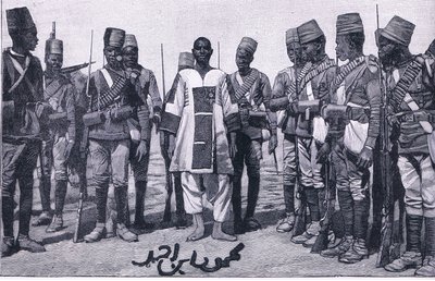 De Emir Mahmud onder bewaking, illustratie uit Cassells Geschiedenis van Engeland, 1900s door Walter Paget