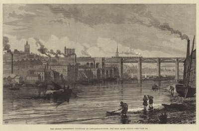 De George Stephenson Eeuwfeest in Newcastle-on-Tyne, de Hoog Niveau Brug door Walter Paget