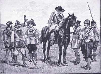 Typen van Cromwelliaanse soldaten, uit Cassells History of the British People gepubliceerd door de Waverley Book Company Limited, ca. 1940 door Walter Paget